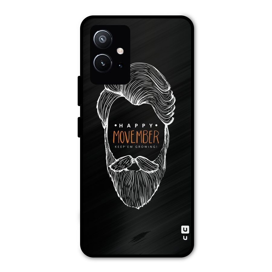 Happy Movember Black Metal Back Case for Vivo T1 5G