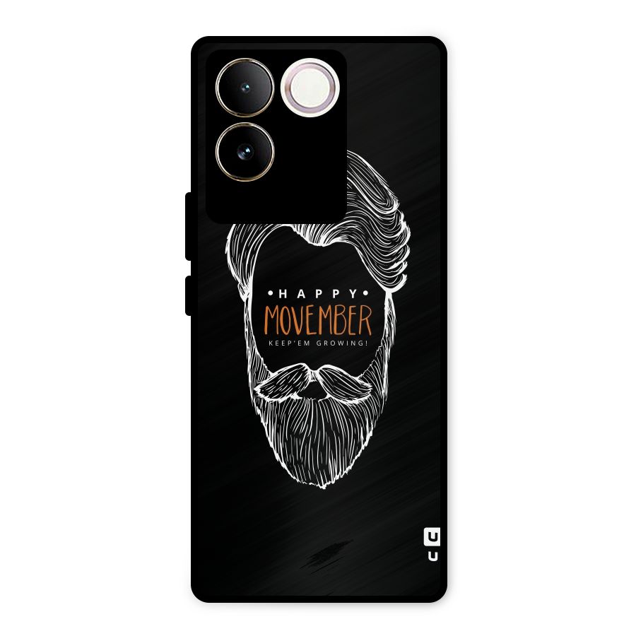 Happy Movember Black Metal Back Case for Vivo T2 Pro