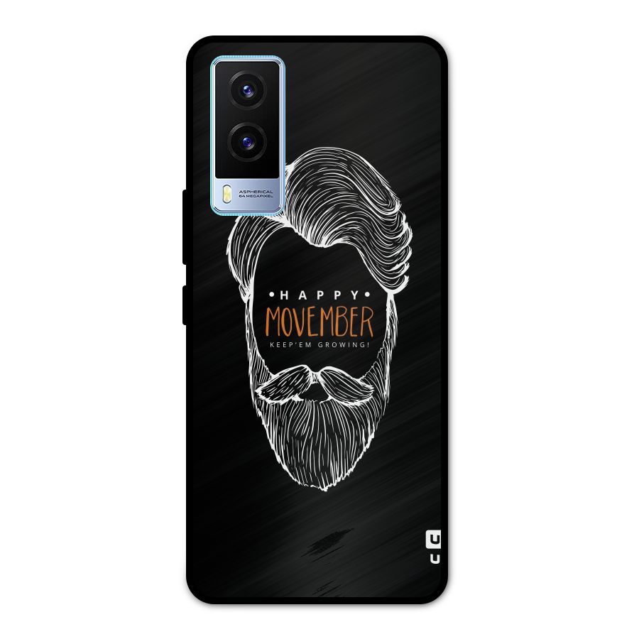 Happy Movember Black Metal Back Case for Vivo V21e 5G