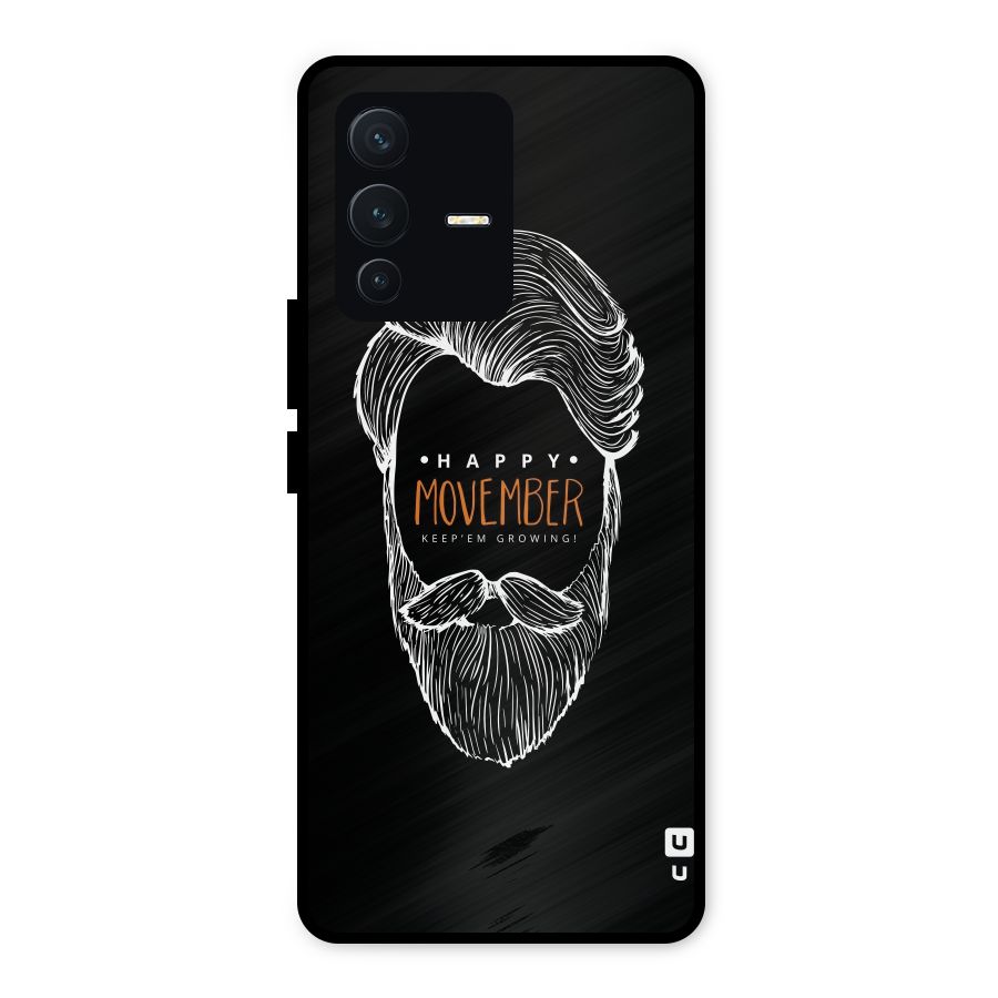 Happy Movember Black Metal Back Case for Vivo V23 5G