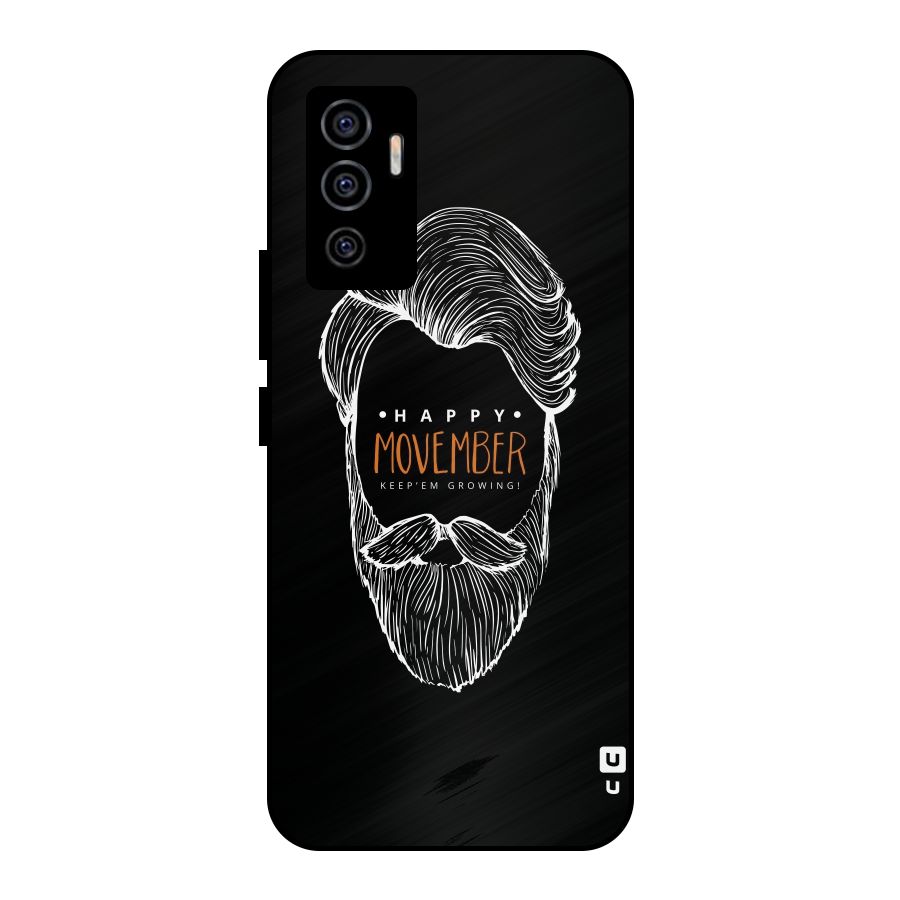 Happy Movember Black Metal Back Case for Vivo V23e
