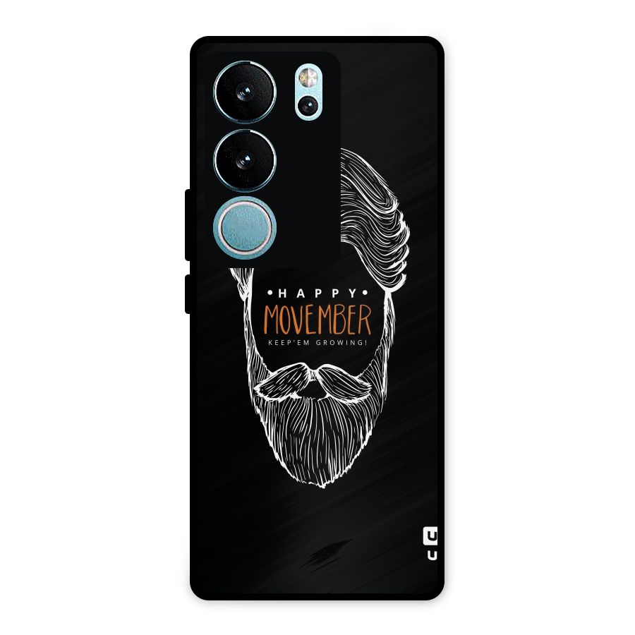 Happy Movember Black Metal Back Case for Vivo V29