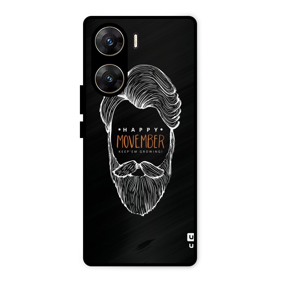 Happy Movember Black Metal Back Case for Vivo V29e
