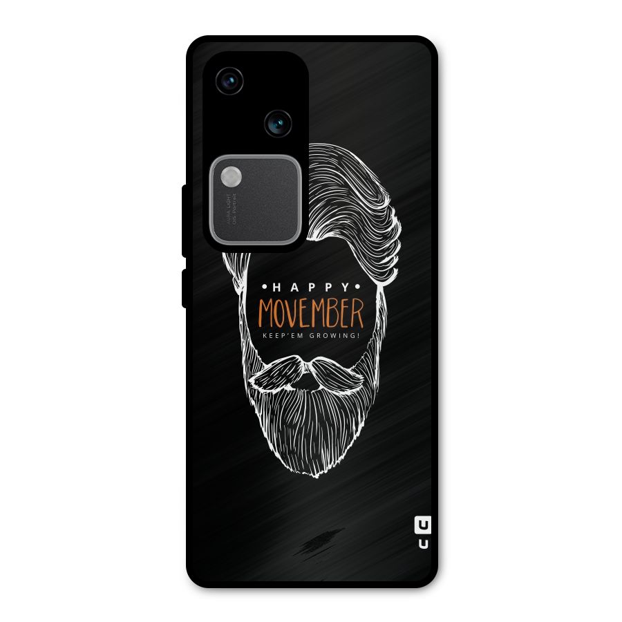 Happy Movember Black Metal Back Case for Vivo V30 Pro