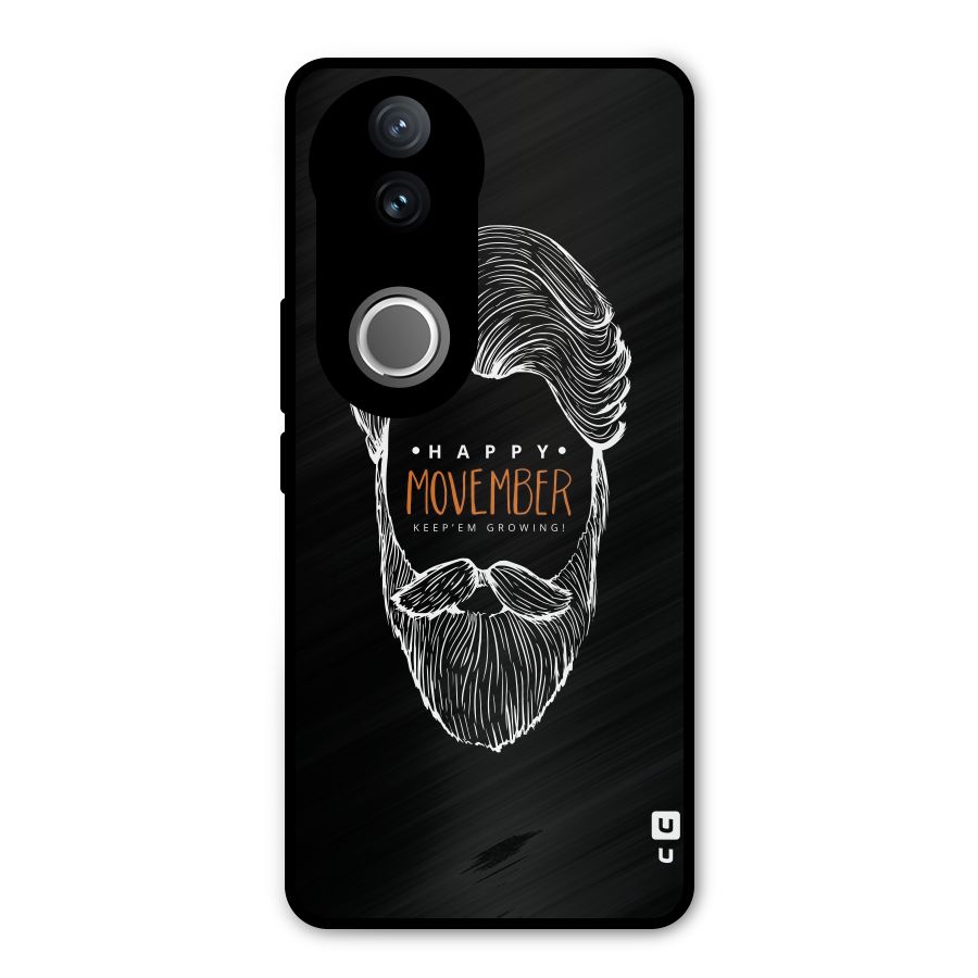 Happy Movember Black Metal Back Case for Vivo V50