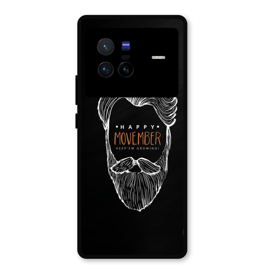Happy Movember Black Metal Back Case for Vivo X80
