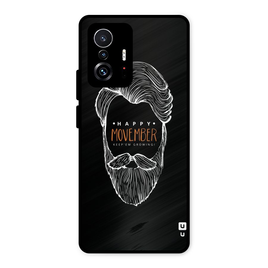 Happy Movember Black Metal Back Case for Xiaomi 11T Pro
