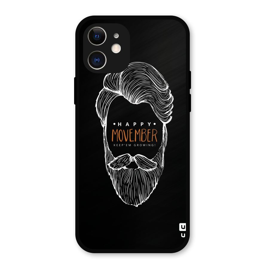 Happy Movember Black Metal Back Case for iPhone 12