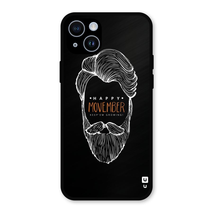Happy Movember Black Metal Back Case for iPhone 14