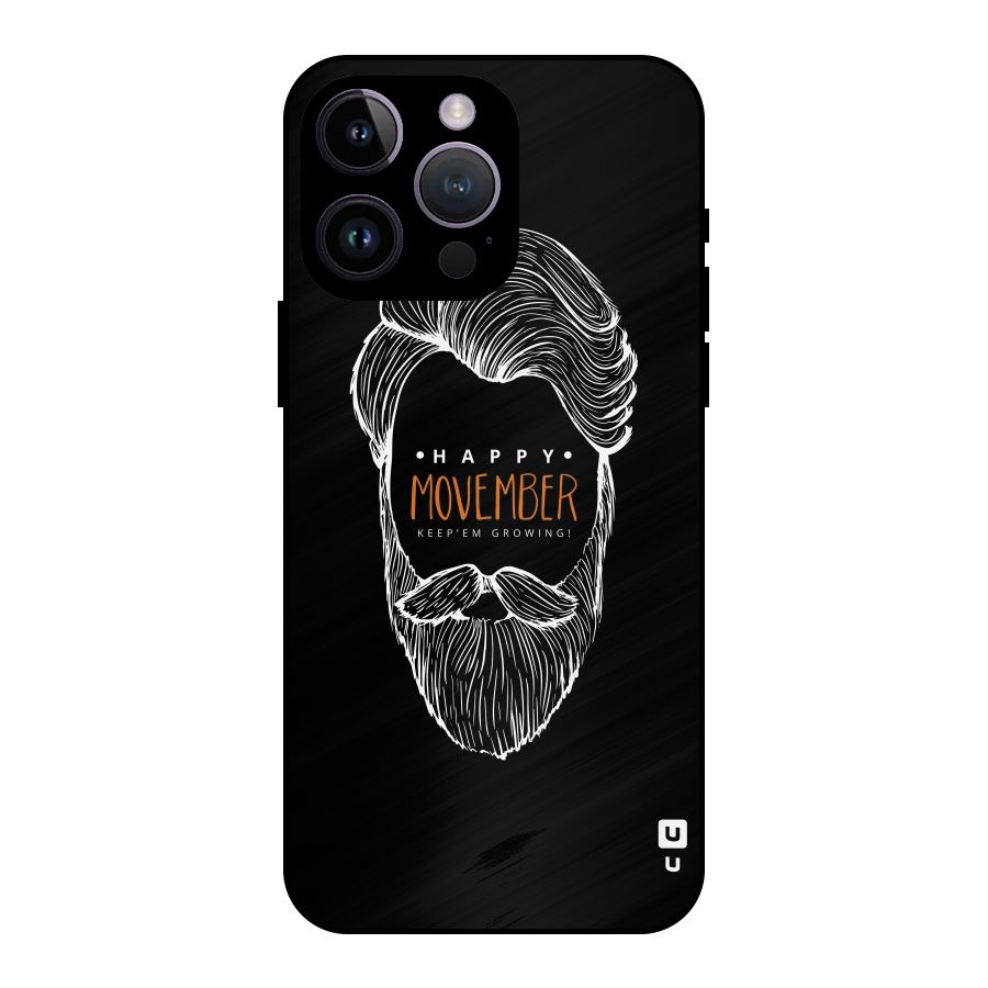 Happy Movember Black Metal Back Case for iPhone 14 Pro Max