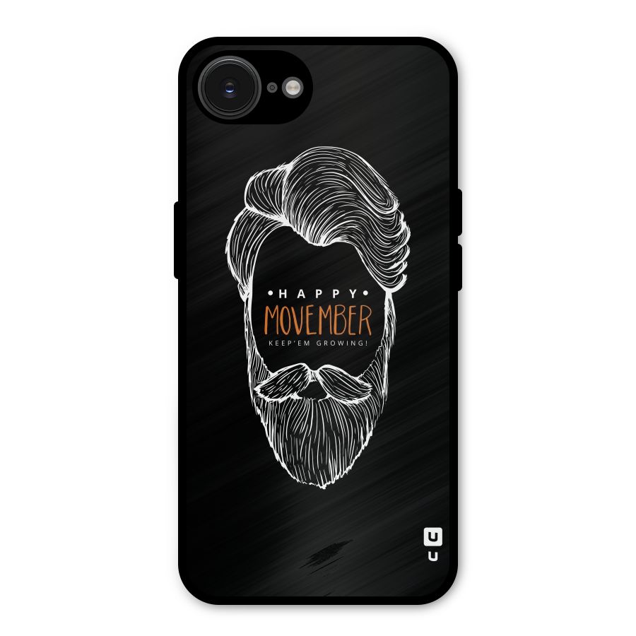 Happy Movember Black Metal Back Case for iPhone 16e