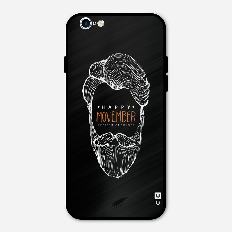 Happy Movember Black Metal Back Case for iPhone 6 6s