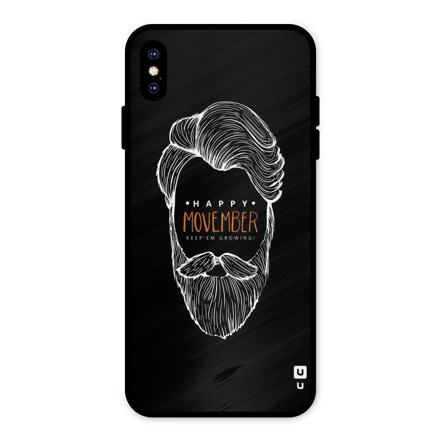 Happy Movember Black Metal Back Case for iPhone XS Max