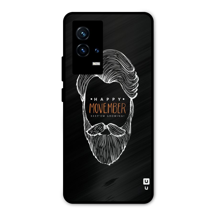 Happy Movember Black Metal Back Case for iQOO 9 5G