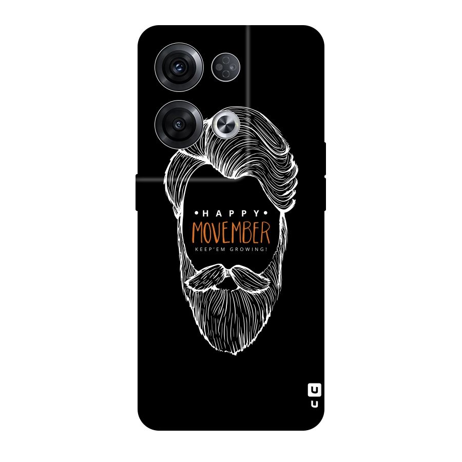 Happy Movember Black Original Polycarbonate Back Case for Oppo Reno8 Pro 5G