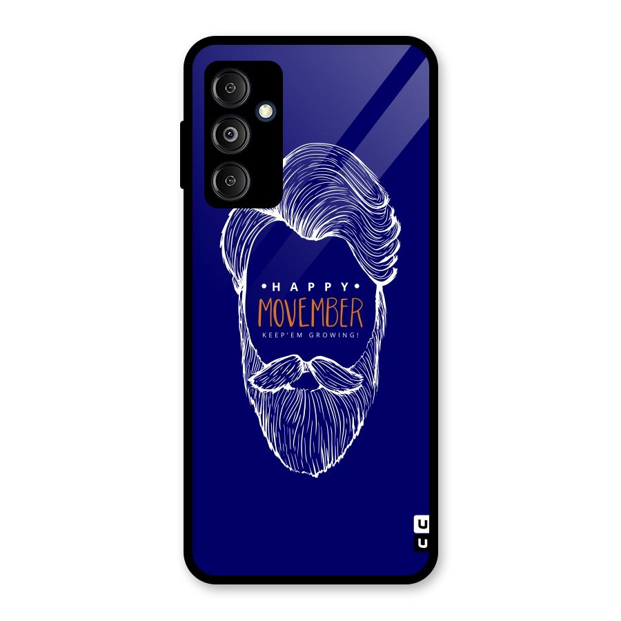 Happy Movember Blue Glass Back Case for Galaxy M14 5G