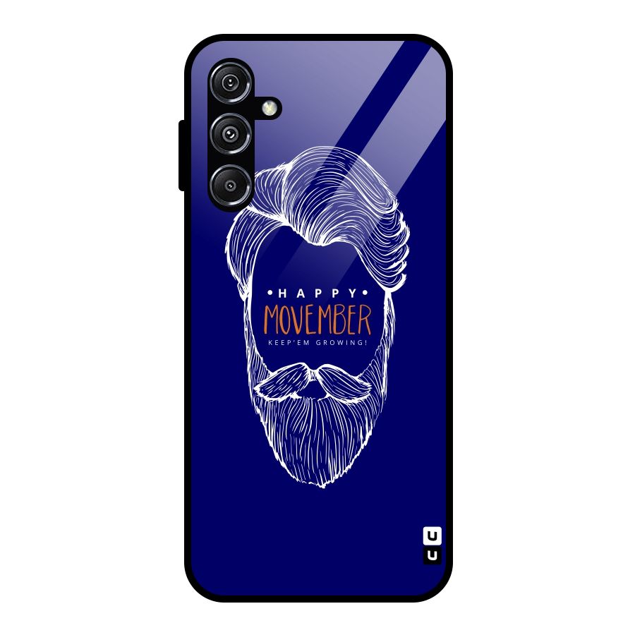 Happy Movember Blue Glass Back Case for Galaxy M34 5G