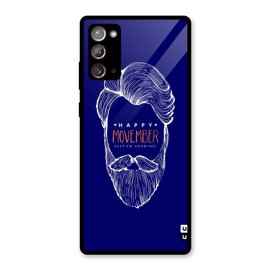 Happy Movember Blue Glass Back Case for Galaxy Note 20