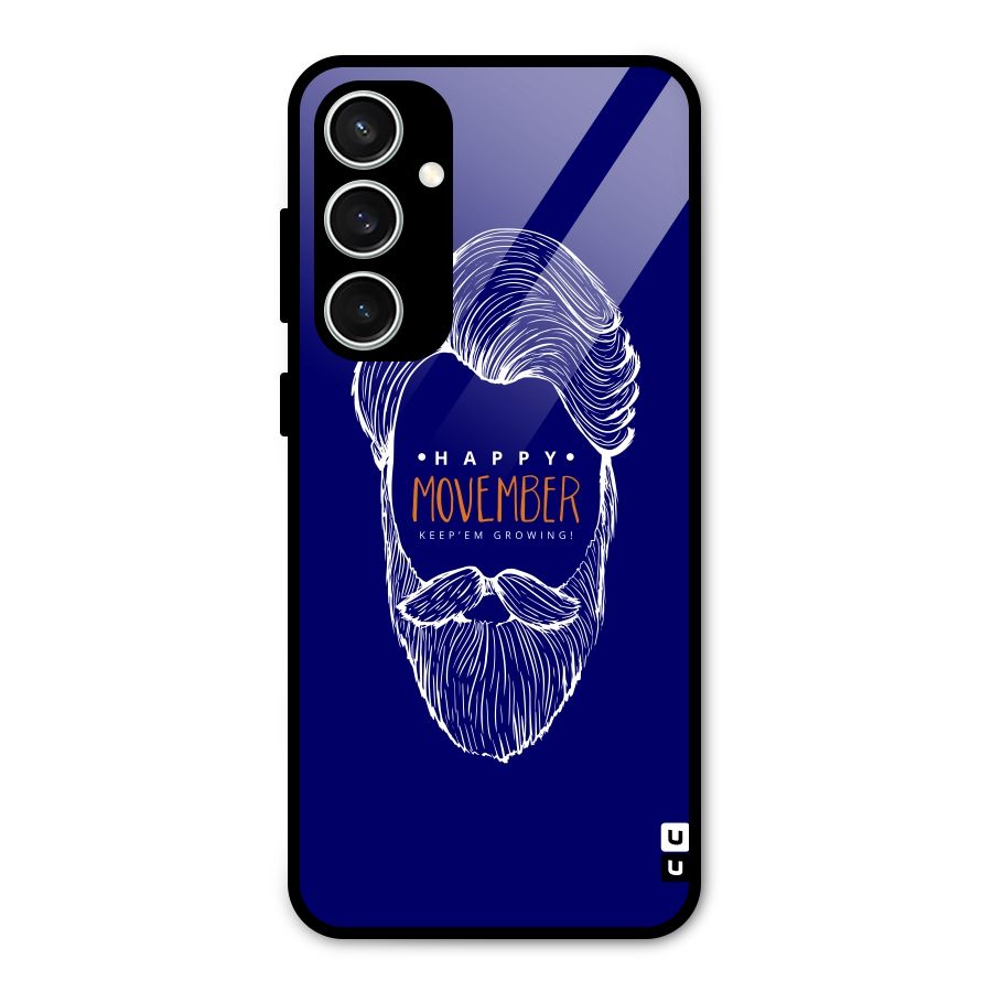 Happy Movember Blue Glass Back Case for Galaxy S23 FE