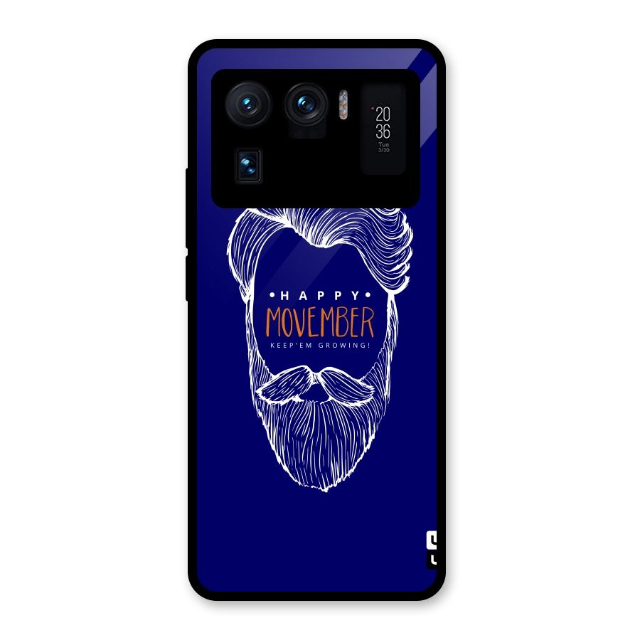 Happy Movember Blue Glass Back Case for Mi 11 Ultra