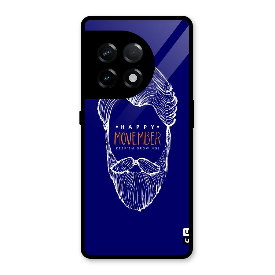 Happy Movember Blue Glass Back Case for OnePlus 11R