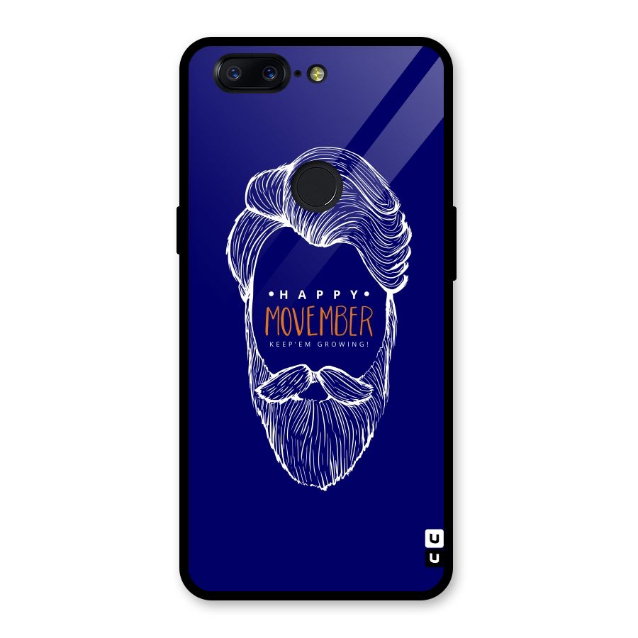 Happy Movember Blue Glass Back Case for OnePlus 5T