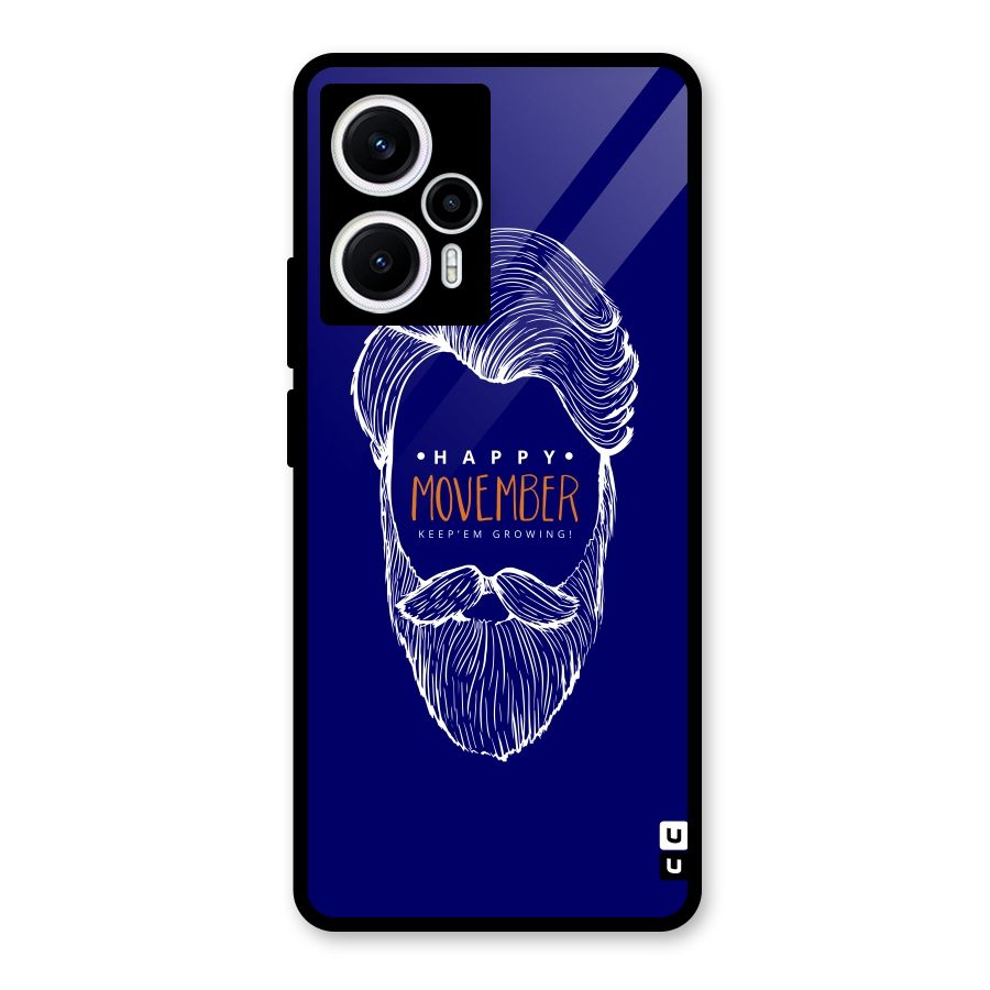 Happy Movember Blue Glass Back Case for Poco F5
