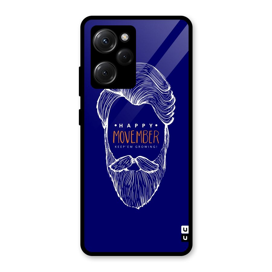 Happy Movember Blue Glass Back Case for Poco X5 Pro