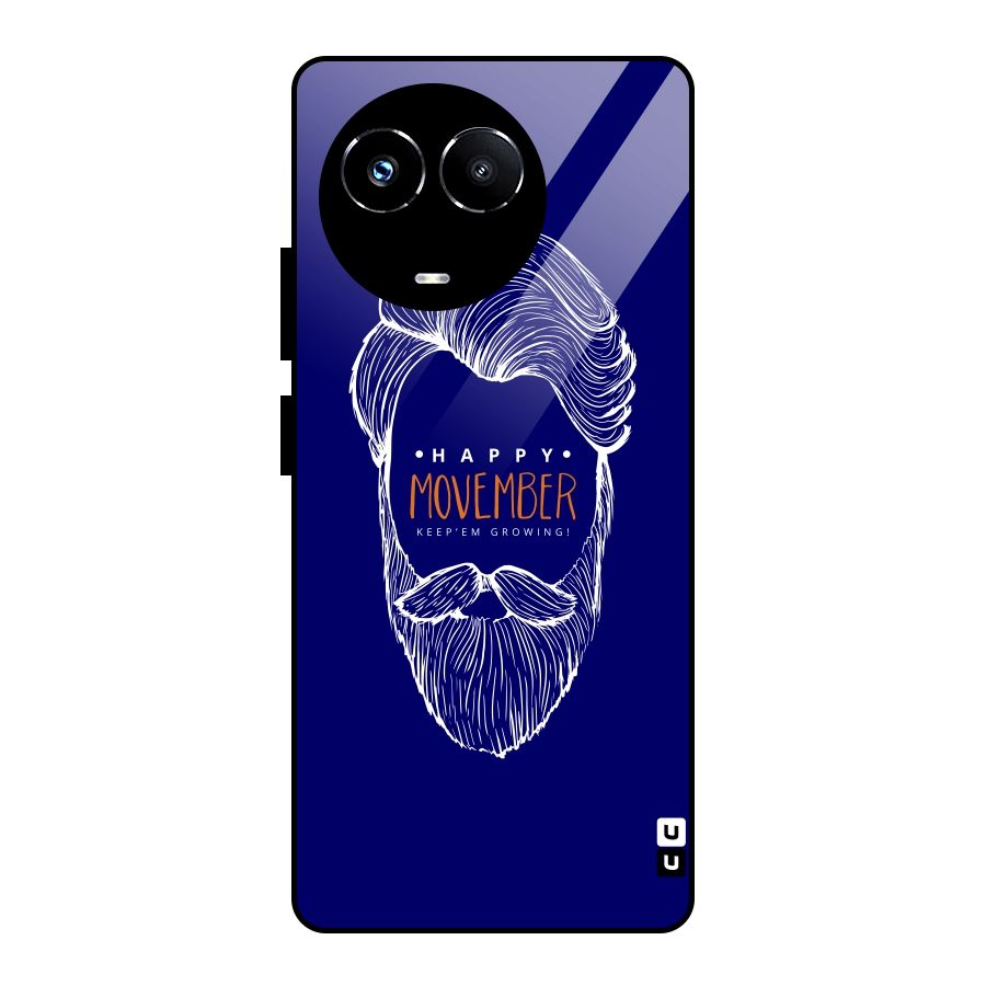 Happy Movember Blue Glass Back Case for Realme Narzo 60X
