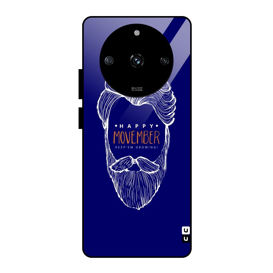 Happy Movember Blue Glass Back Case for Realme Narzo 60 5G