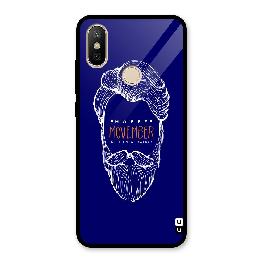 Happy Movember Blue Glass Back Case for Redmi A1