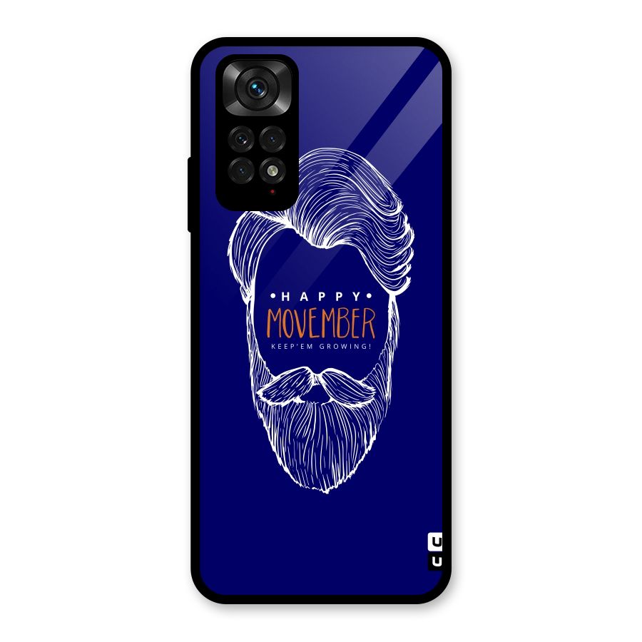 Happy Movember Blue Glass Back Case for Redmi Note 11S