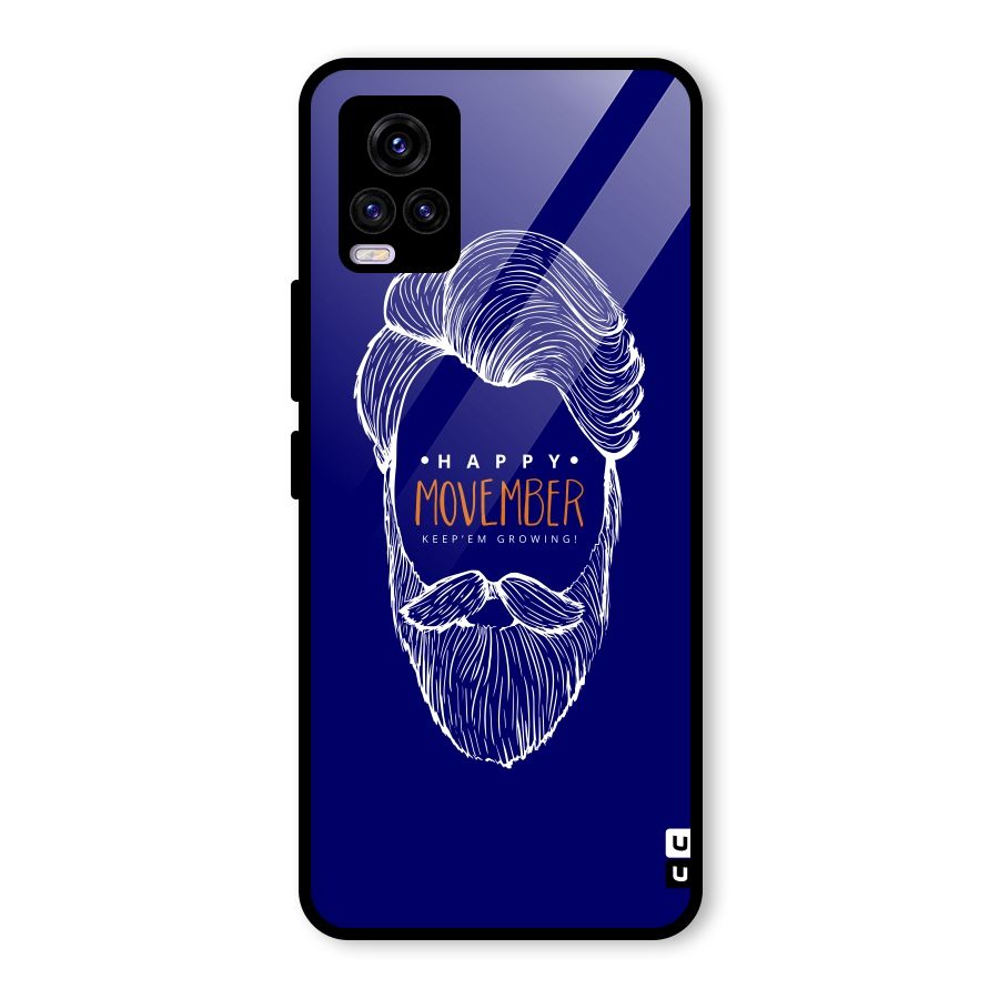 Happy Movember Blue Glass Back Case for Vivo V20 2021