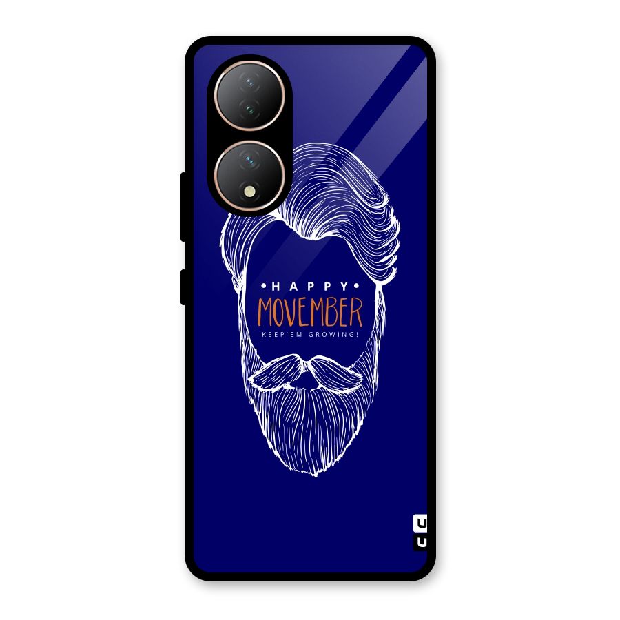 Happy Movember Blue Glass Back Case for Vivo Y100A