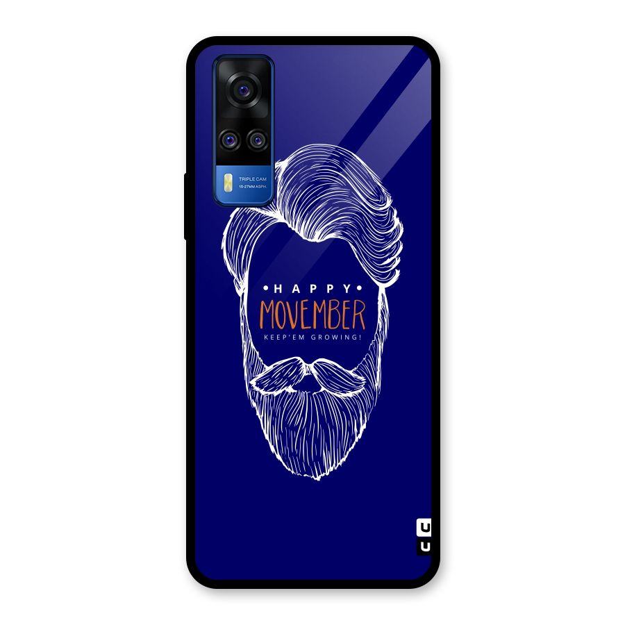Happy Movember Blue Glass Back Case for Vivo Y31