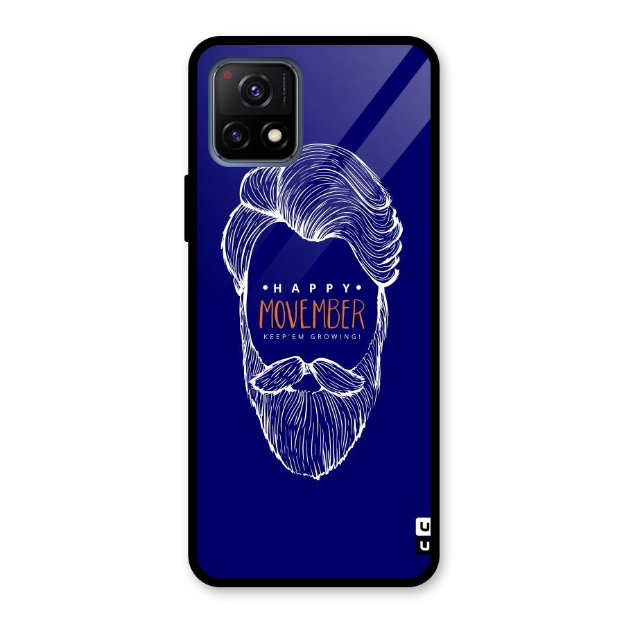 Happy Movember Blue Glass Back Case for Vivo Y72 5G