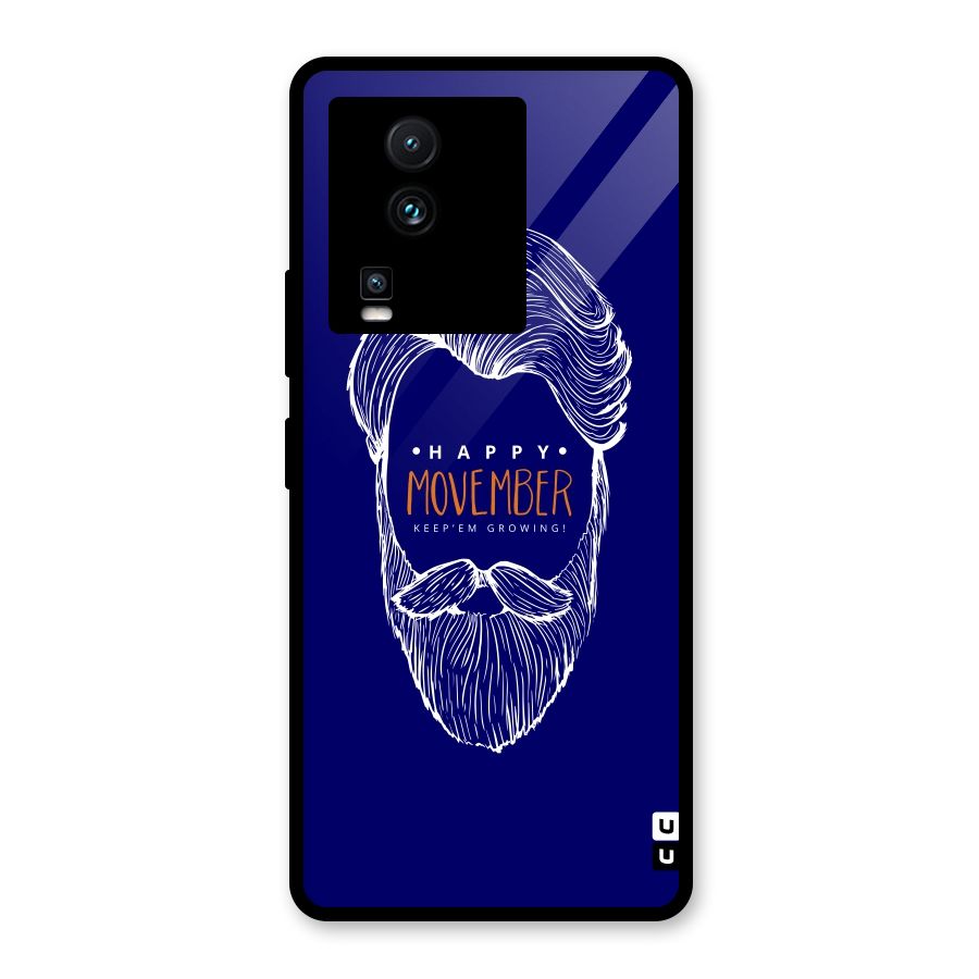 Happy Movember Blue Glass Back Case for Vivo iQOO Neo 7