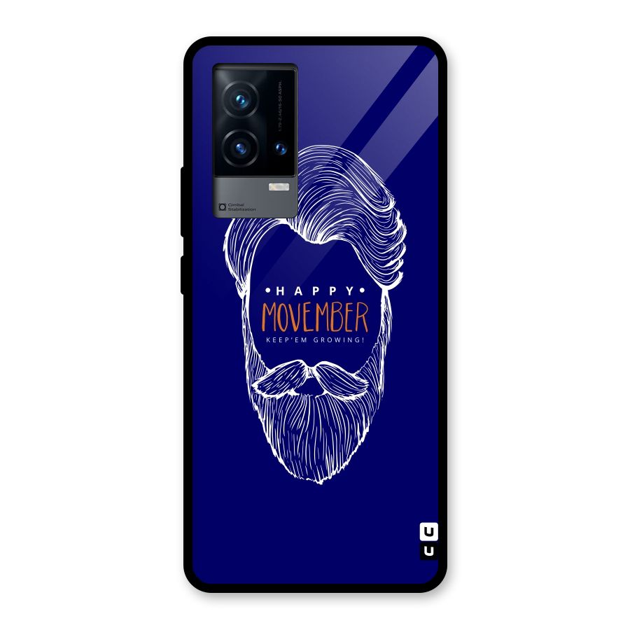 Happy Movember Blue Glass Back Case for iQOO 9 5G