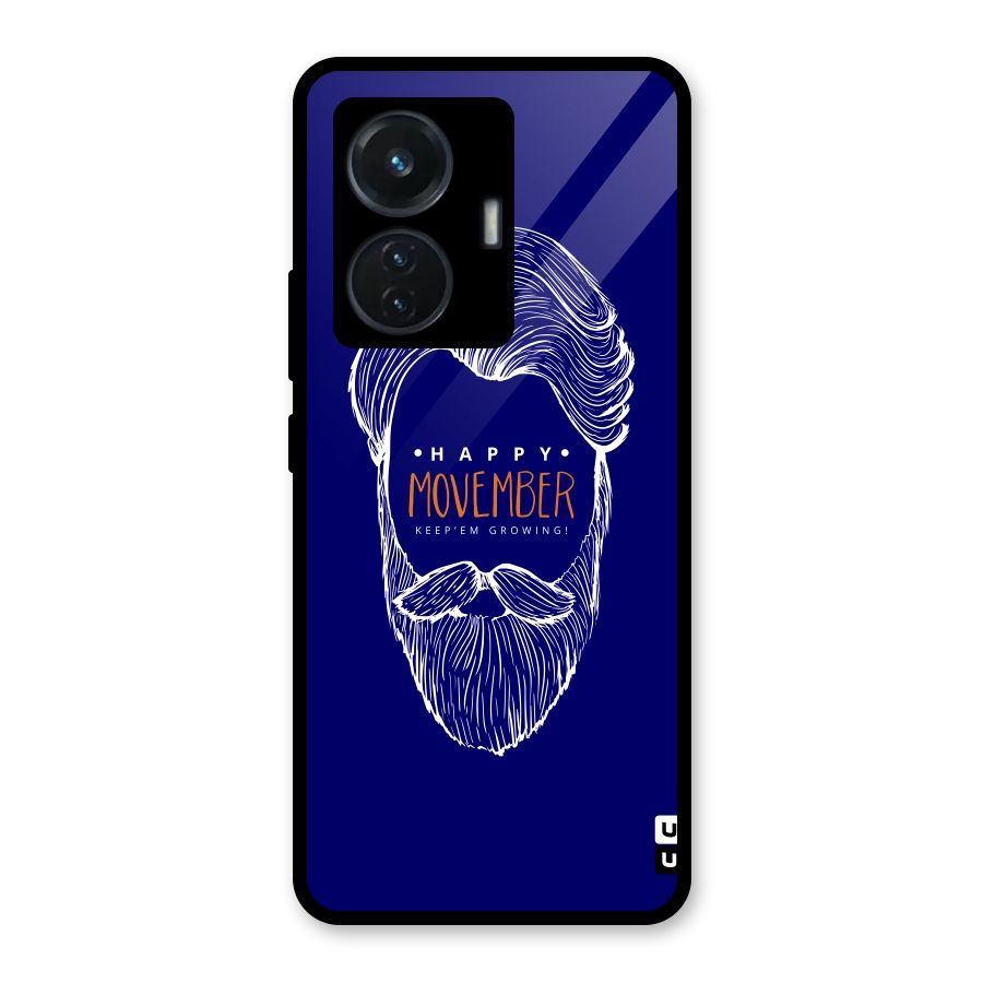 Happy Movember Blue Glass Back Case for iQOO Z6 44W