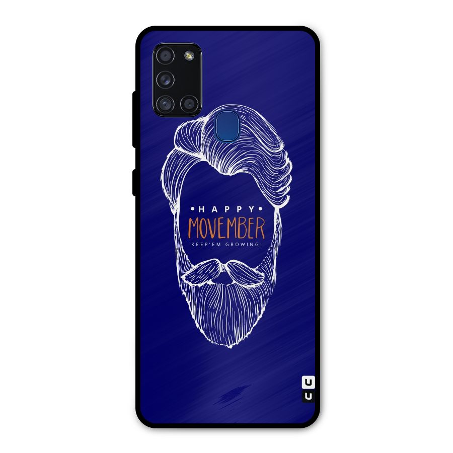 Happy Movember Blue Metal Back Case for Galaxy A21s