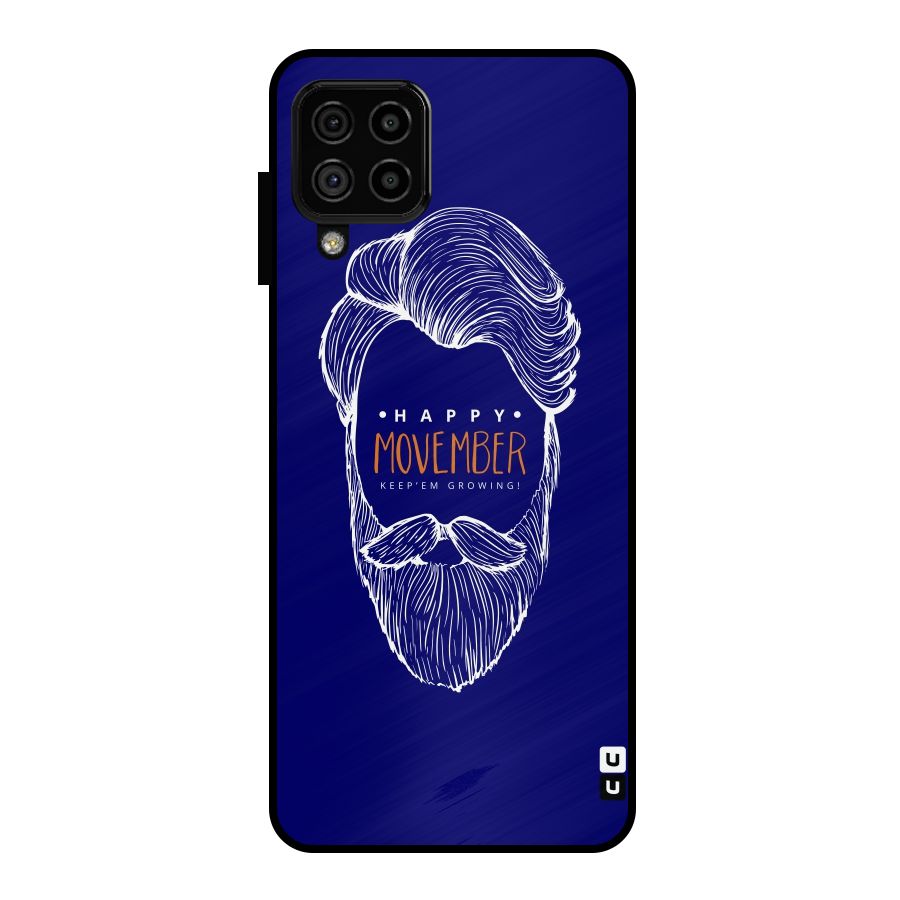 Happy Movember Blue Metal Back Case for Galaxy A22 4G
