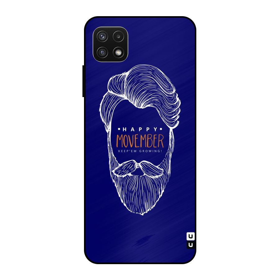 Happy Movember Blue Metal Back Case for Galaxy A22 5G
