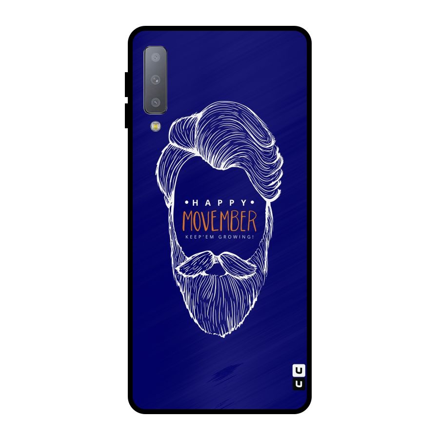 Happy Movember Blue Metal Back Case for Galaxy A7 (2018)