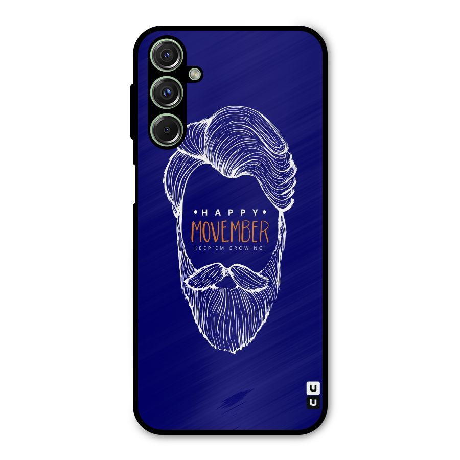 Happy Movember Blue Metal Back Case for Galaxy F34