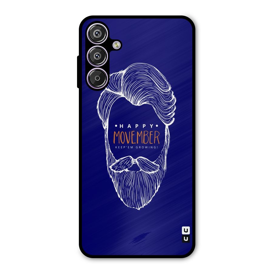 Happy Movember Blue Metal Back Case for Galaxy M15