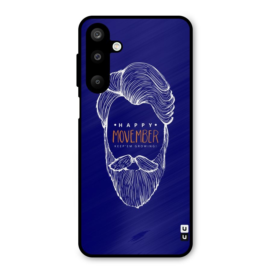 Happy Movember Blue Metal Back Case for Galaxy M16