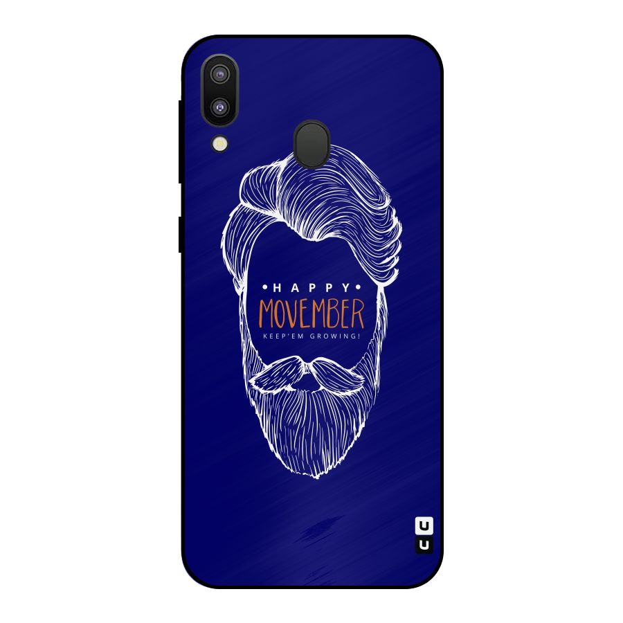 Happy Movember Blue Metal Back Case for Galaxy M20