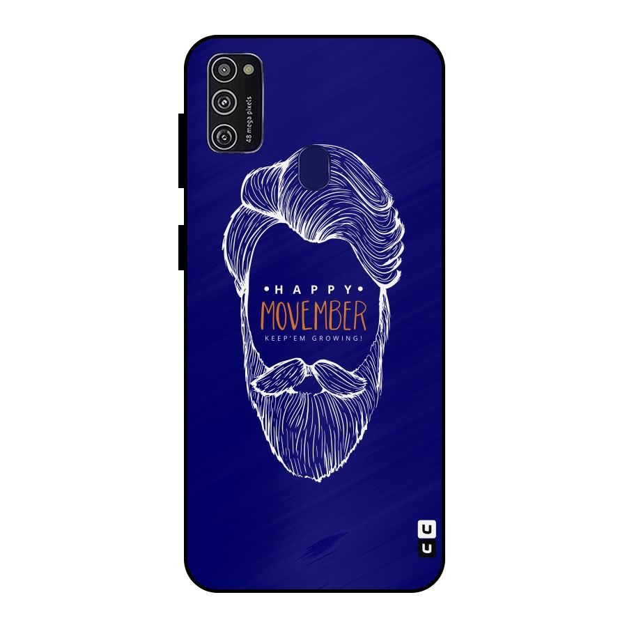 Happy Movember Blue Metal Back Case for Galaxy M30s