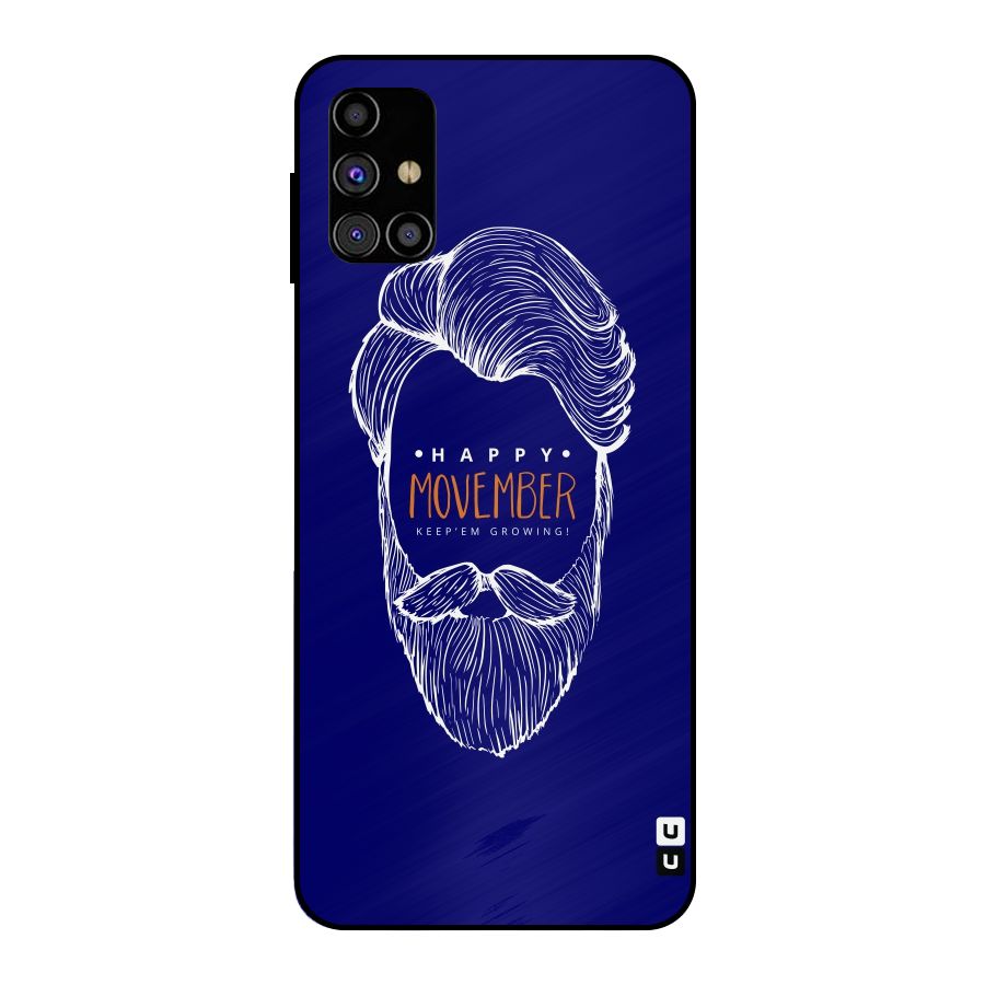 Happy Movember Blue Metal Back Case for Galaxy M31s