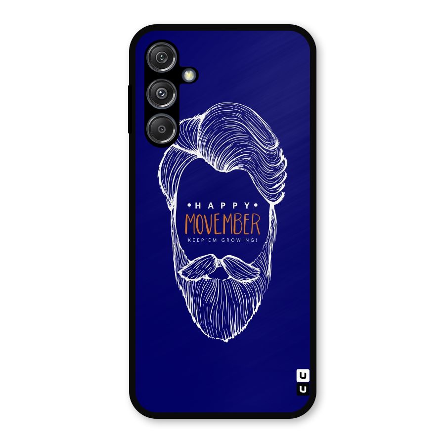 Happy Movember Blue Metal Back Case for Galaxy M34 5G